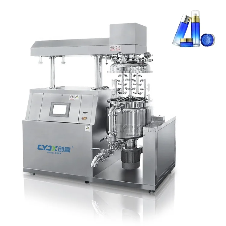 CYJX 50l Customized Plc Hydraulic Lifting Cosmetic Cream Vacuum Homogenizer Emulsifier Mixer Blender With High Shear Agitator