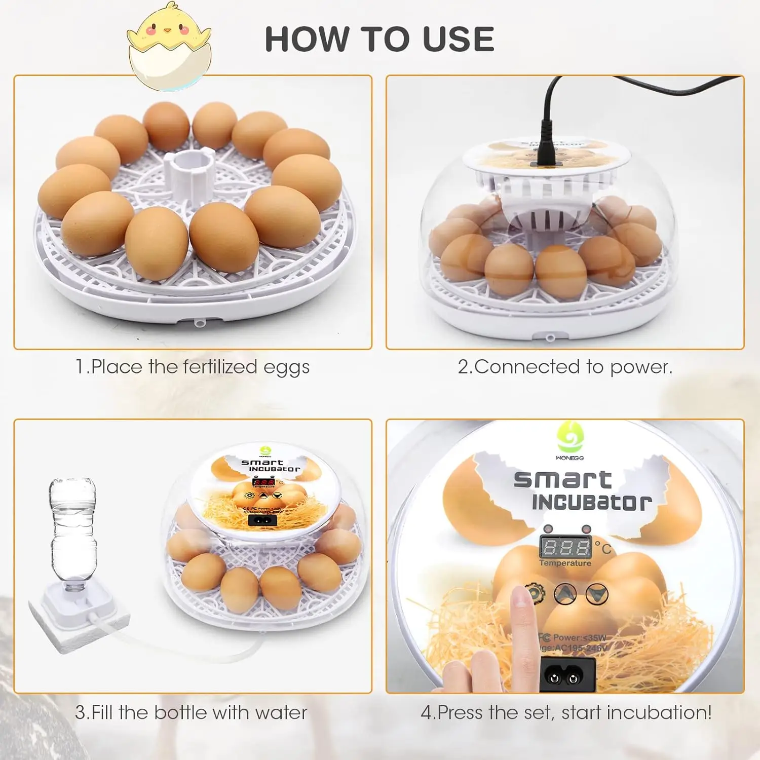 12 Egg Incubators for Hatching Eggs with Automatic Egg Turning and Humidity Control for Hatching Chickens, Duck, Quail