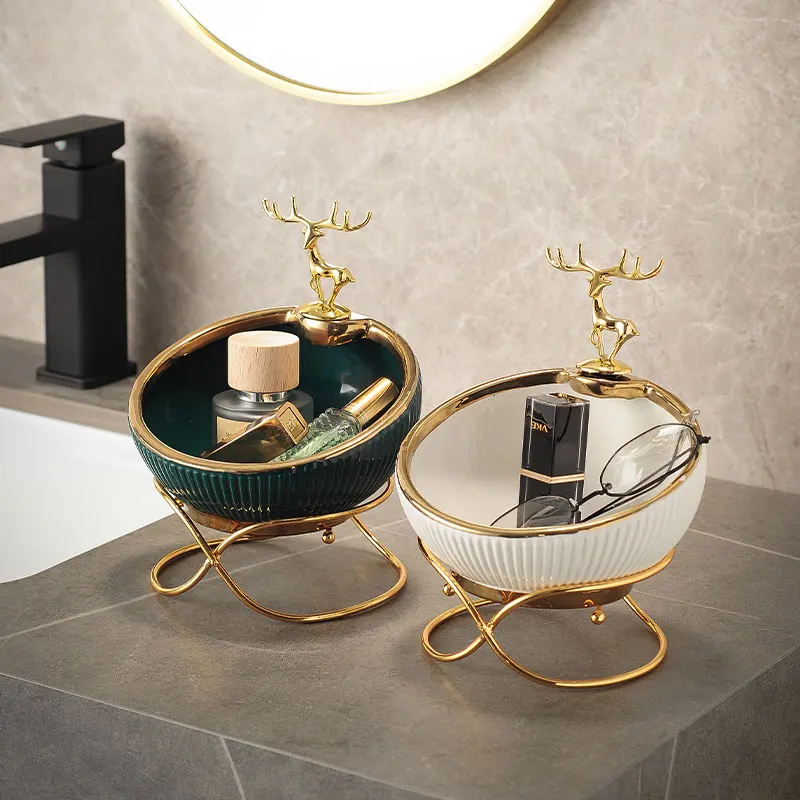 Simple Modern Ceramic Key Box Tabletop Storage Decoration for Living Room Furniture Counter Top Bin