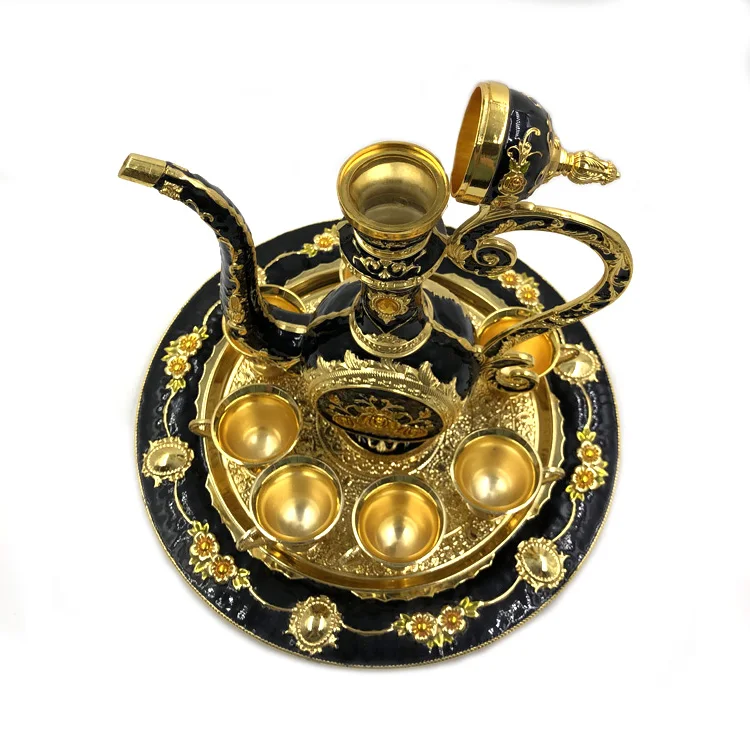 Hengwang factory wholesale European style high quality plated golden metal flagon home decor luxury