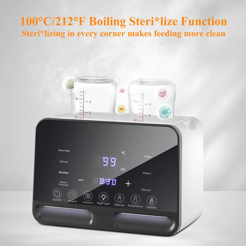 OEM ODM Order Factory Manufacturer Quick Heating Bpa Free Large Capacity Touch Screen Baby Milk Bottle Warmer Sterilizer