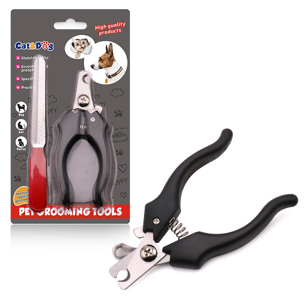 Набор для ухода за ногтями домашних животных, машинка для стрижки когтей и пилка из нержавеющей стали