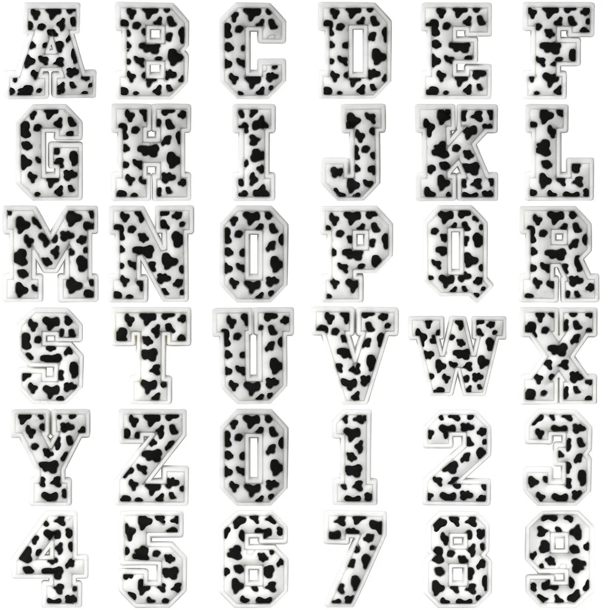 Wholesale Leopard Rubber Pvc Alphabet Abc and Numeric Elements Shoes Accessories Shoe Designer Charms for Clogs Silicone Charms