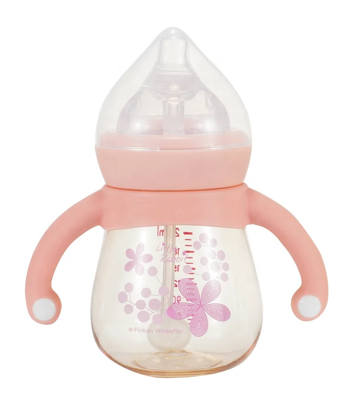 PINKAH free baby bottle 8oz food grade PPSU feeding bottle baby training sippy cup plastic with handle