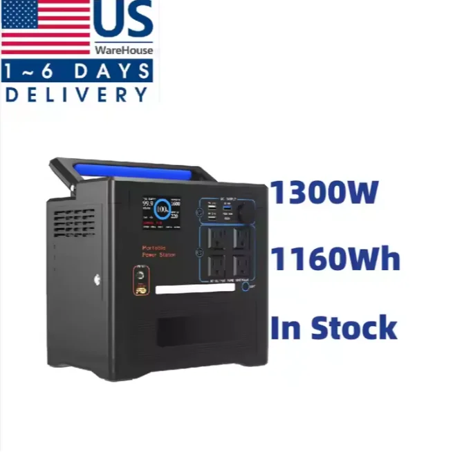 USA Warehouse Seetek 1300w 1160wh Smart Display Manufacturer Lithium Portable Power Station With Car Charge Cable