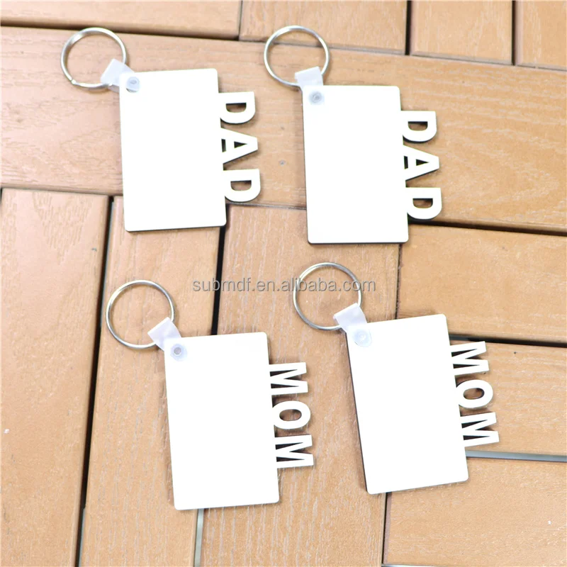 Free Sample Wholesale High Quality Double Sided MOM,GRAD,DAD Wood Keychain Custom Blank Sublimation MDF Keychains