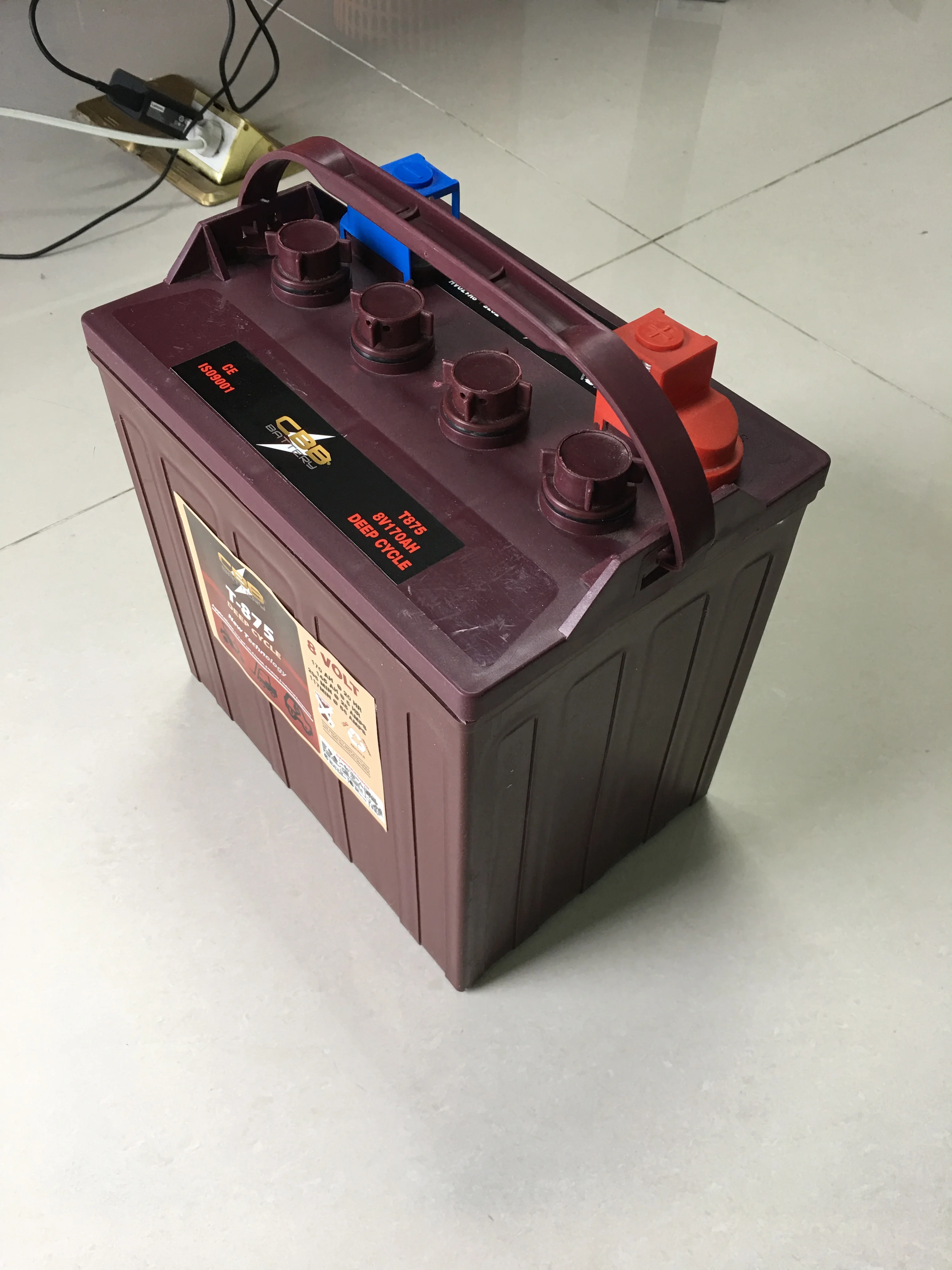 8V 170Ah T-875 Deep Cycle Battery For Golf Cart, Sweeper