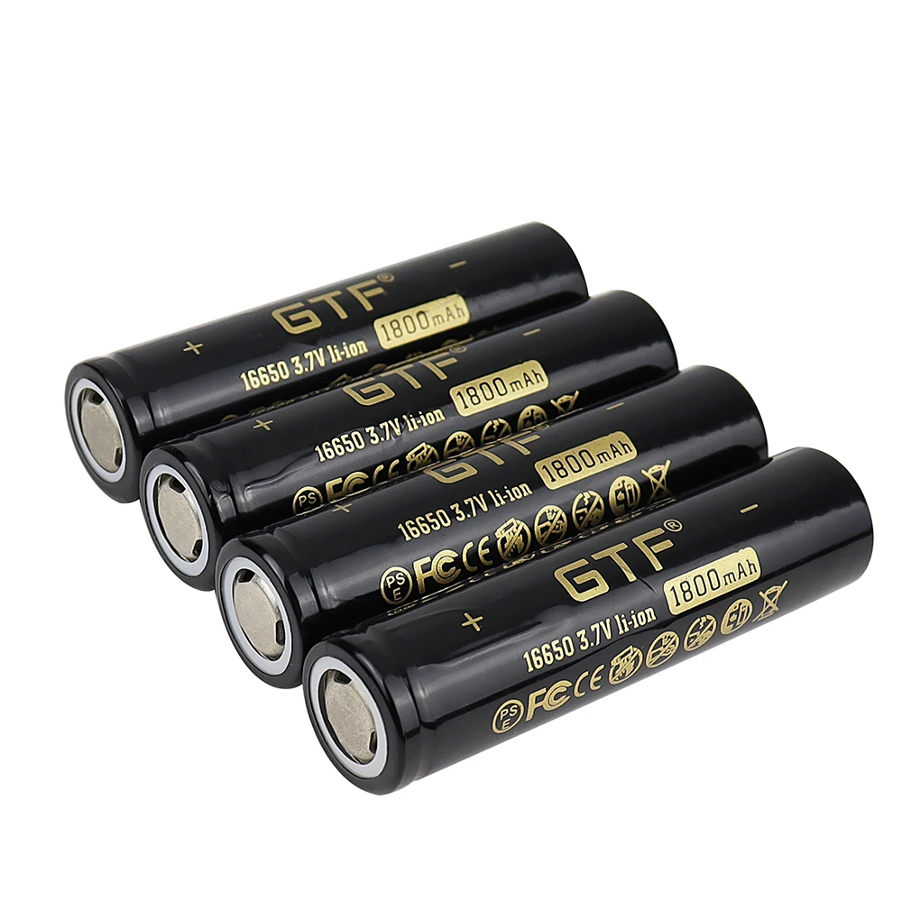 New GTF 16650 1800mah  li-ion battery rechargeable for flashlight