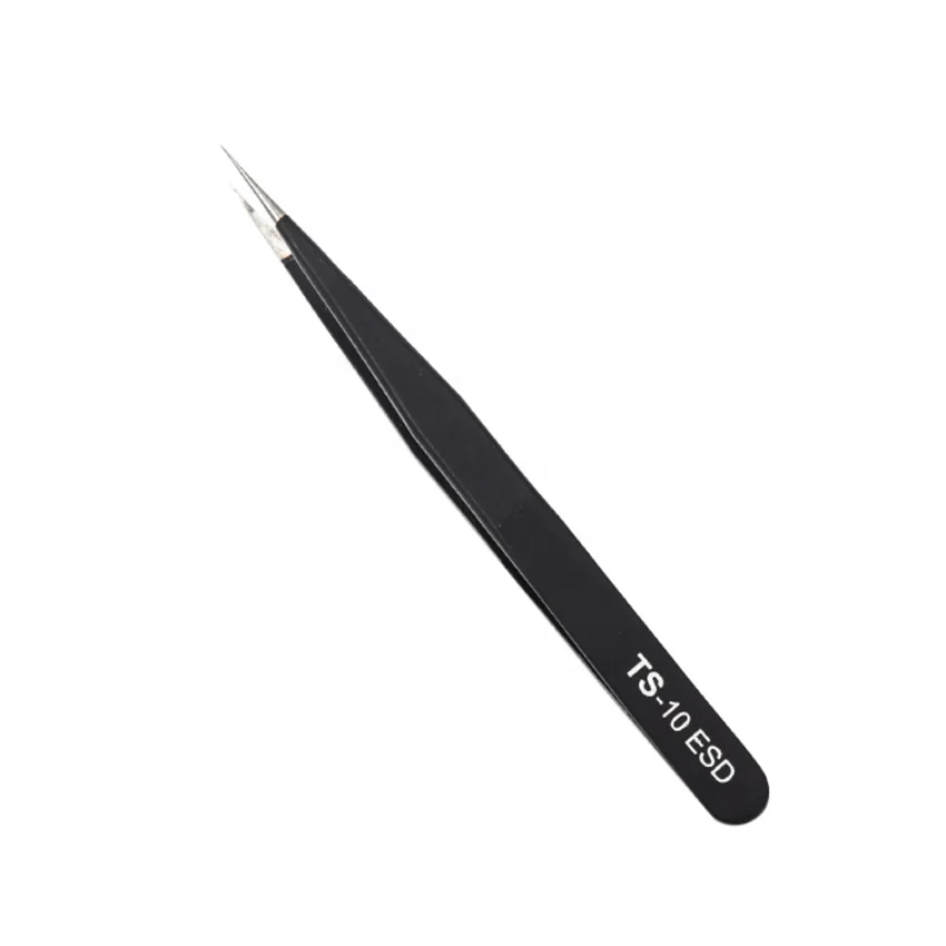 length 110mm Household electronics factory eyebrow use Eyebrow clip anti-static ESD-10 Stainless steel tweezers pointed tweezers