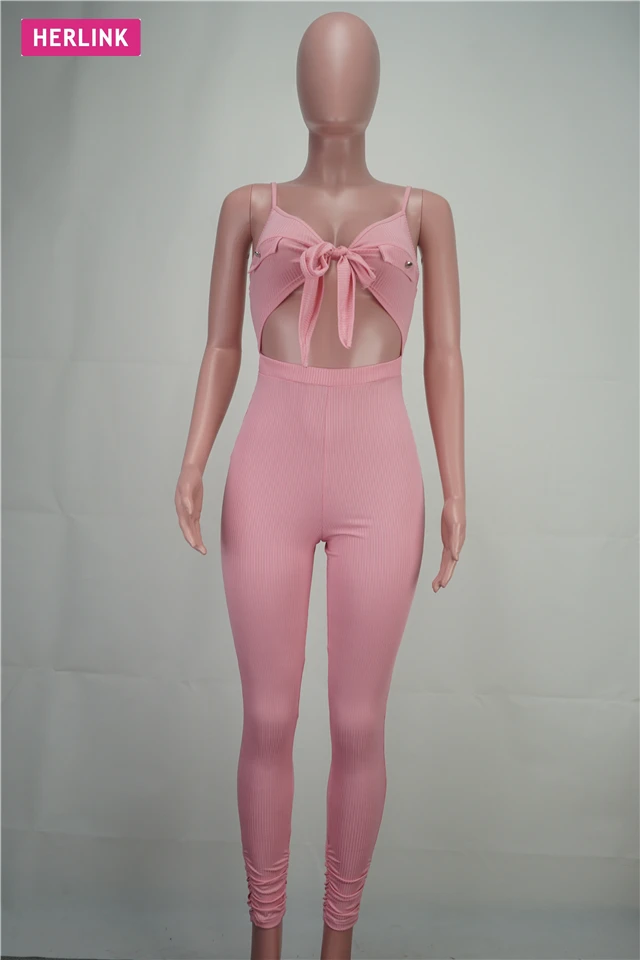 
H3774 women trendy bodycon pant and sleeveless crop top two piece set 