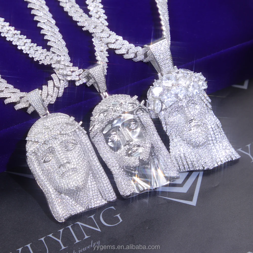 Hip hop mens jewelry iced out custom JESUS pendant S925 silver vvs moissanite diamond for tennis chain necklace link pendant