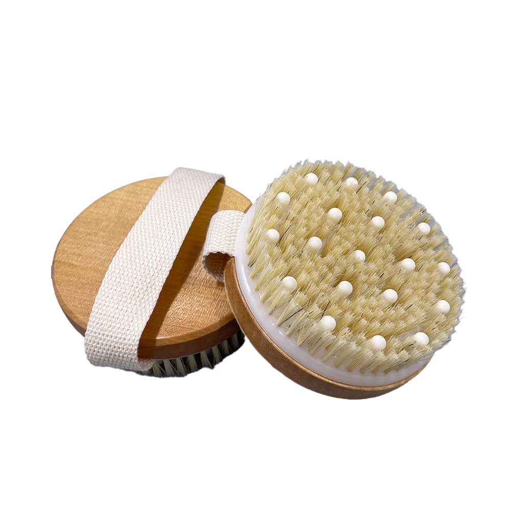 Dry Skin Wooden Bath Brush Natural Sisal Bristle Cellulite Exfoliating Dry Body Brush For Beautiful Skin Bamboo Frame