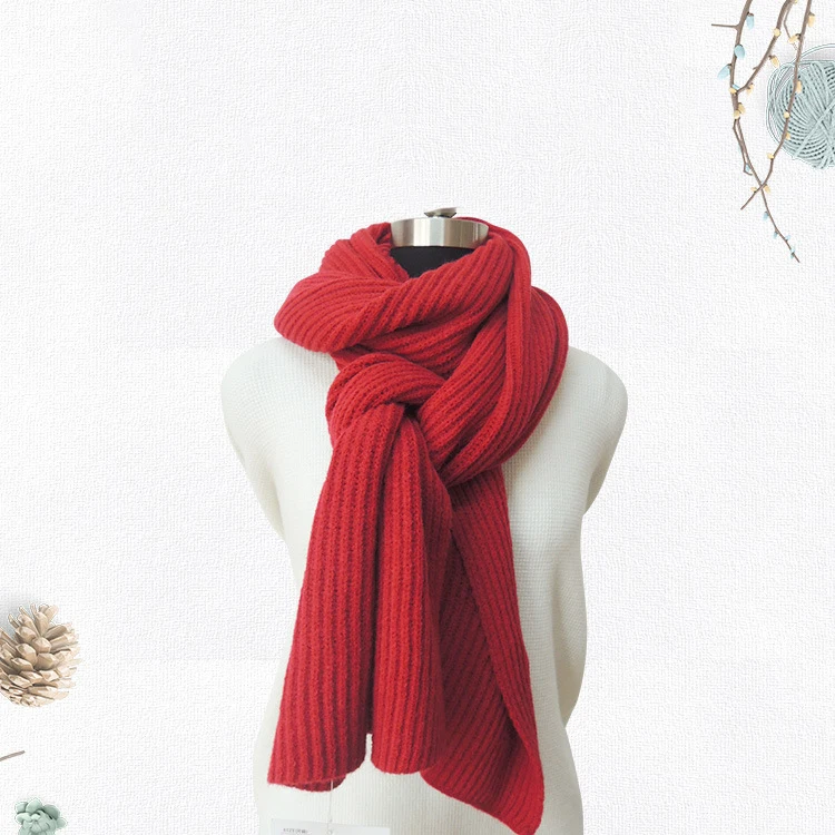 Oem custom natural elegant winter knitted shawl Pashmina warm knitting scarf