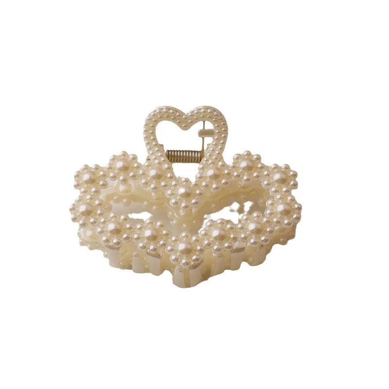 Go Party Wholesale Plastic Resin 7.5cm/8cm Large Metal Hair Clip Claw Pearl Grab Clip Big Hair Clips For Women Girls Hairpin