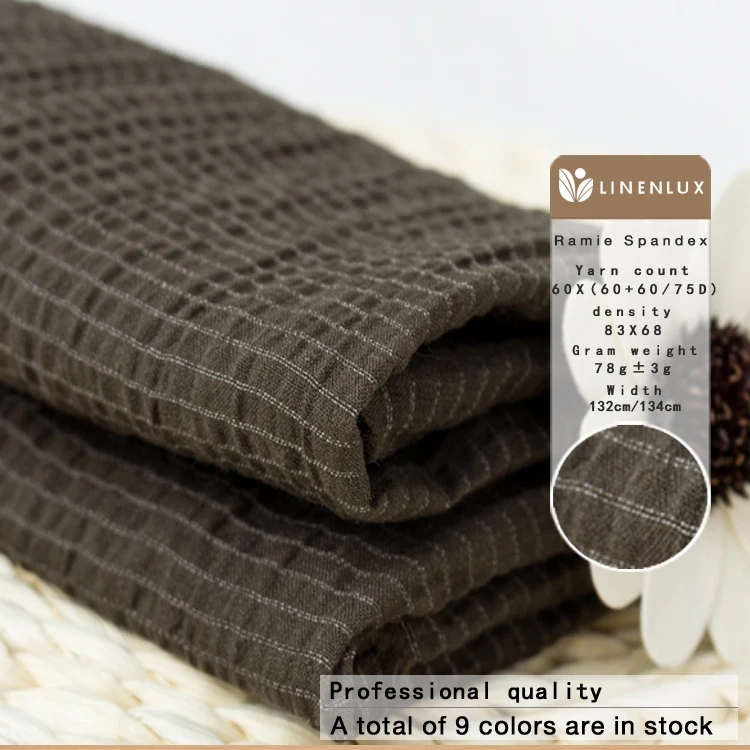 Supplier personalized wholesale price natural lightweight blended 96% ramie 4% polyester fabric woven fabrics for clothing dress