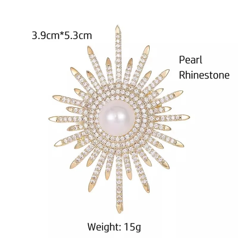Large Vintage Brooches Female Fashion Broach Pins Rhinestone Sun Shape Vintage Brooch