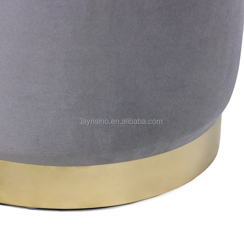 Home Furniture Living Room Footstool Ottoman Round Tufted Velvet Modern Ottoman Stool With Storage
