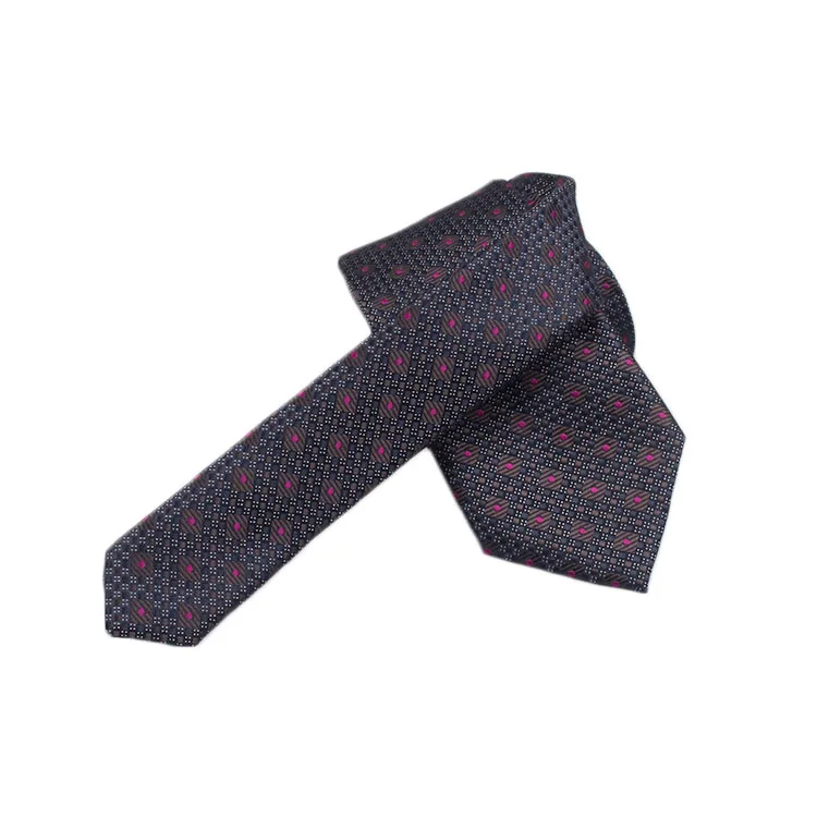 Accessories Microfiber Classic Red Mini Floral Pattern Black Thin Jacquard Polyester Mens Ties