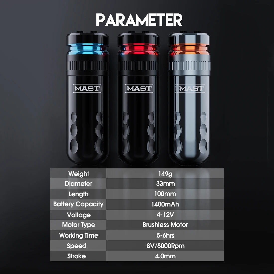 Mast Racer Black Tattoo Gun Maquina Para Tatuar Wireless Tattoo Machine Dragonhawk