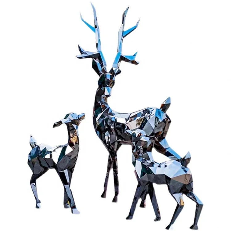 Stainless steel life size anime statues garden sculpture deer statue