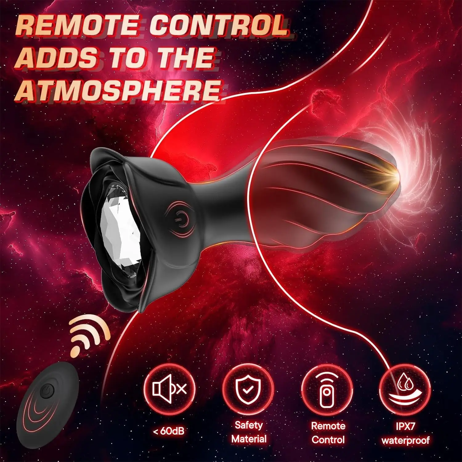 Anal Sex Toy Rose Vibrator for Women Remote Control Butt Plug with 10 Modes Vibrating Prostate Massager Silicone Stimulator