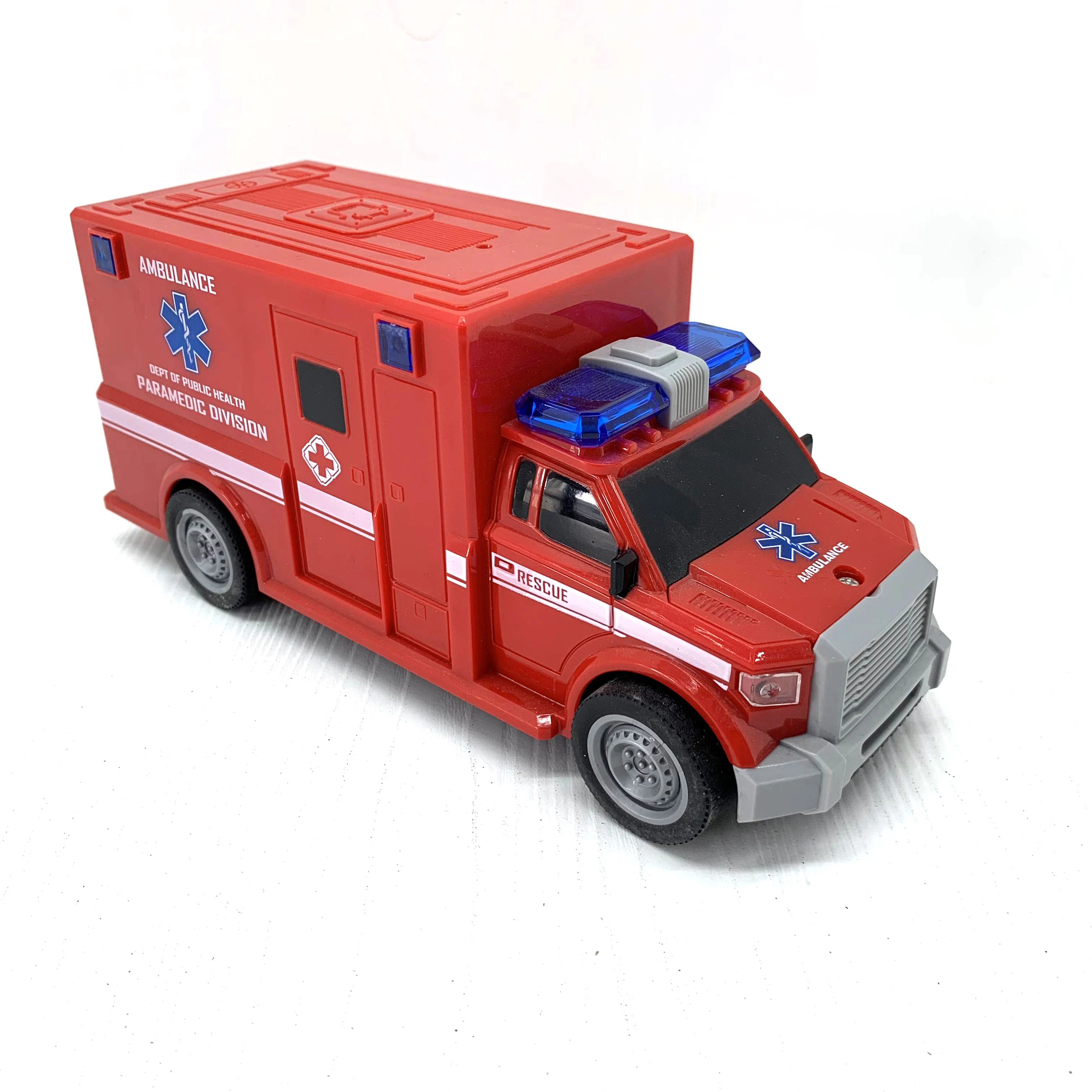 1/20 Highly Restored Model Rescue Medical Vehicle , Friction Car Ambulance Toy for Kids with Light & Sound