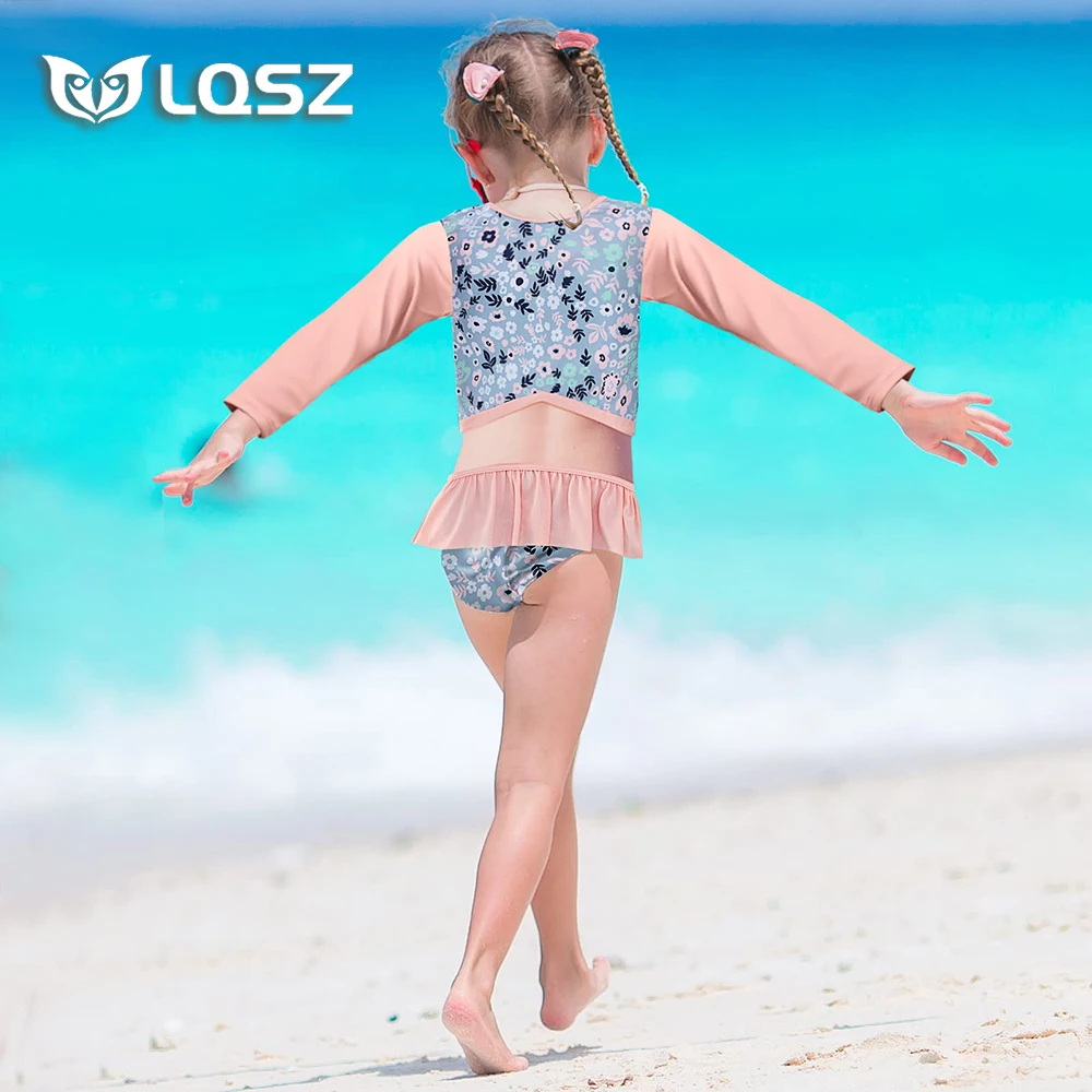 LQSZ Boutique Customized Transparent Beach Brands Hot Crochet Cartoon Swimsuit Beach Party Girls Kids Swimwear Children Swimsuit