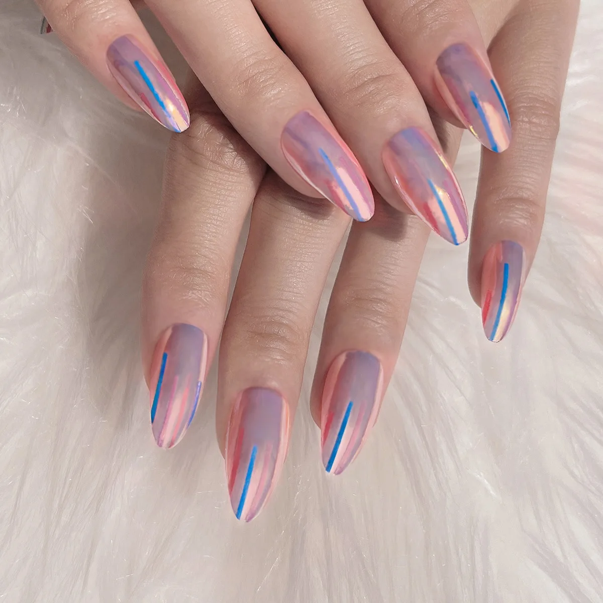 Easy Wearable Wholesales Price  Metallic Mirror Fake False Nail Long Artificial Nails  Beauty Products