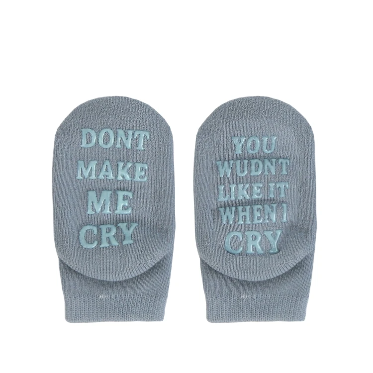 
Custom Funny text Low price cotton baby socks wholesale in box 