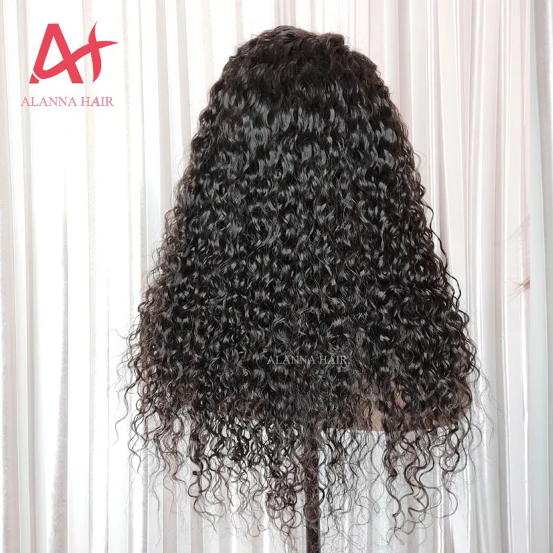 Free Shipping 180% Density Swiss Lace Wig Natural Color Cambodian Water Wavy Human Hair Lace Front Wig With Baby Hair