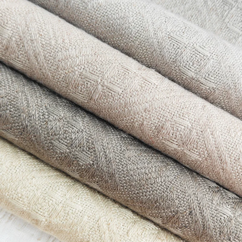 Golden Linen Look Curtain Fabric for Home Decor Blackout and Upholstery Material Knitted Technique for Curtains and Sofa