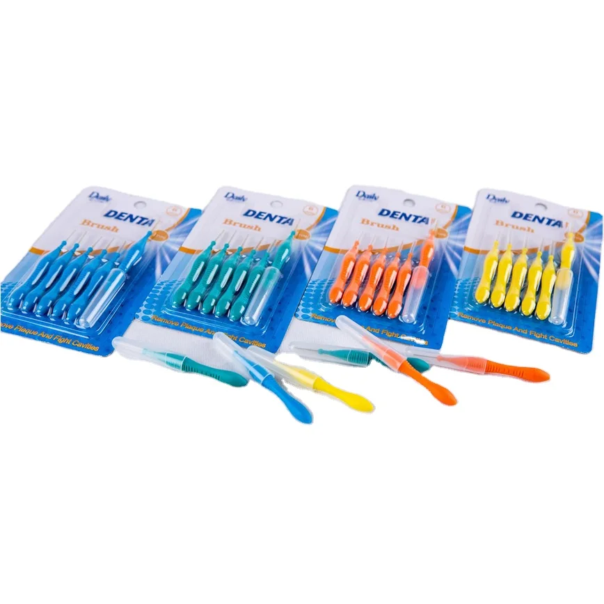 Round tip EVA interdental brush for deep cleaning in home oral care.