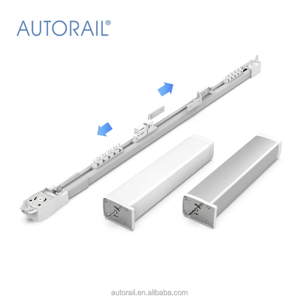 Smart electric extendable silent curtain rail motorized telescopic curtain track with curtain motor