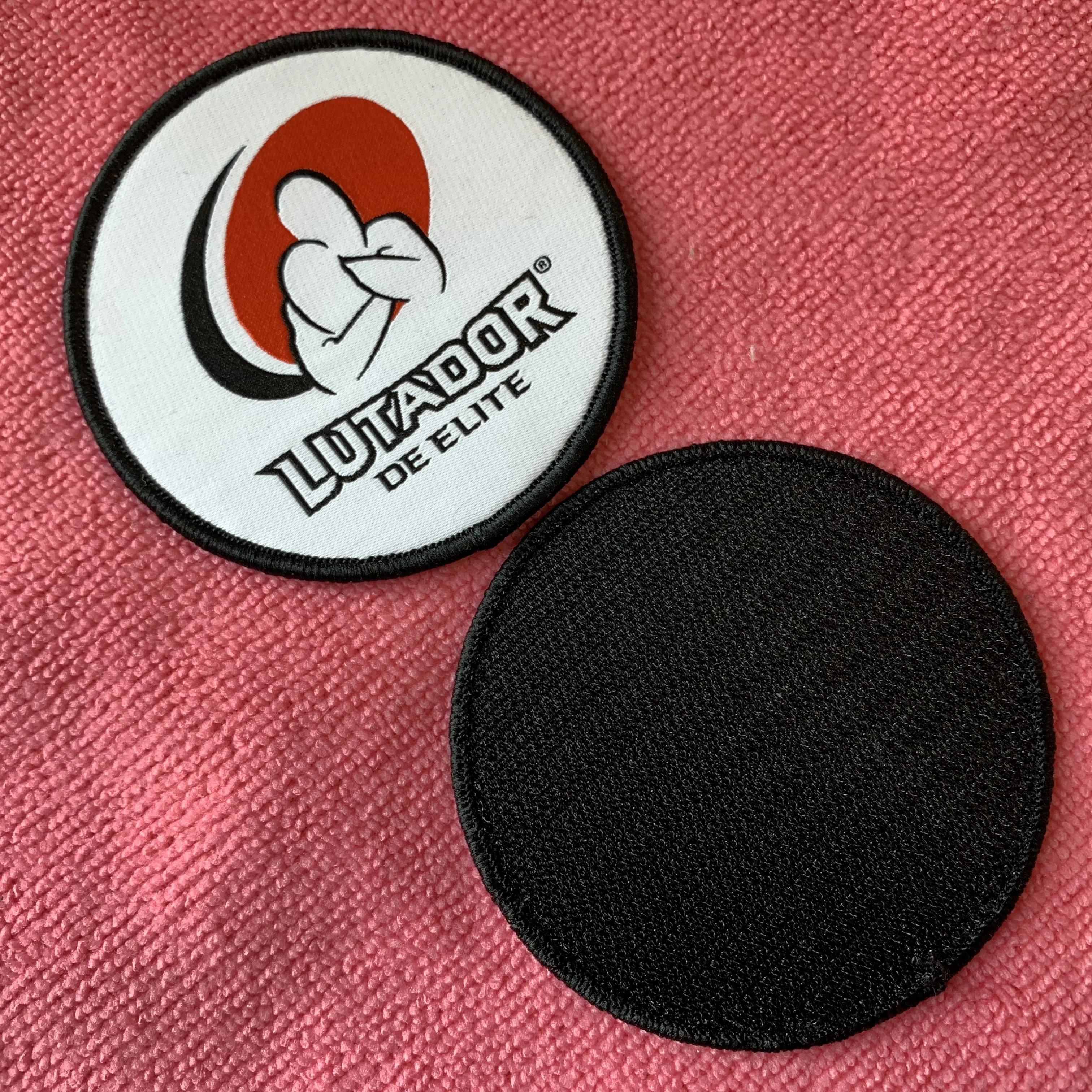 12 colors overlocked border velcroes backing hats woven patch,free design hook backing clothing badge