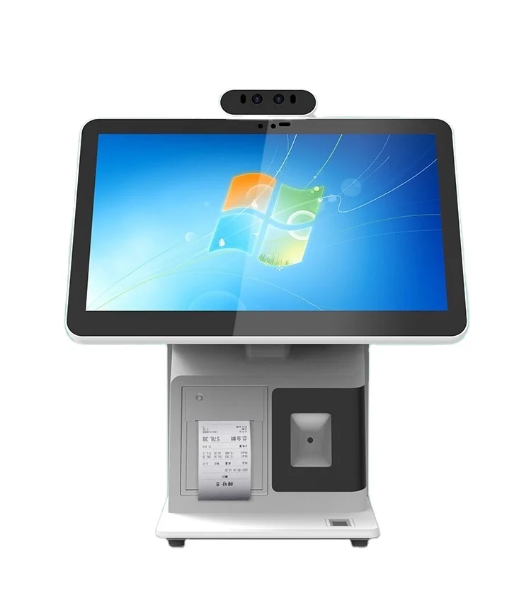 15,6 дюймов Все-в-одном двойной сенсорный экран POS-Система Android POS машина с бинокулярной камерой