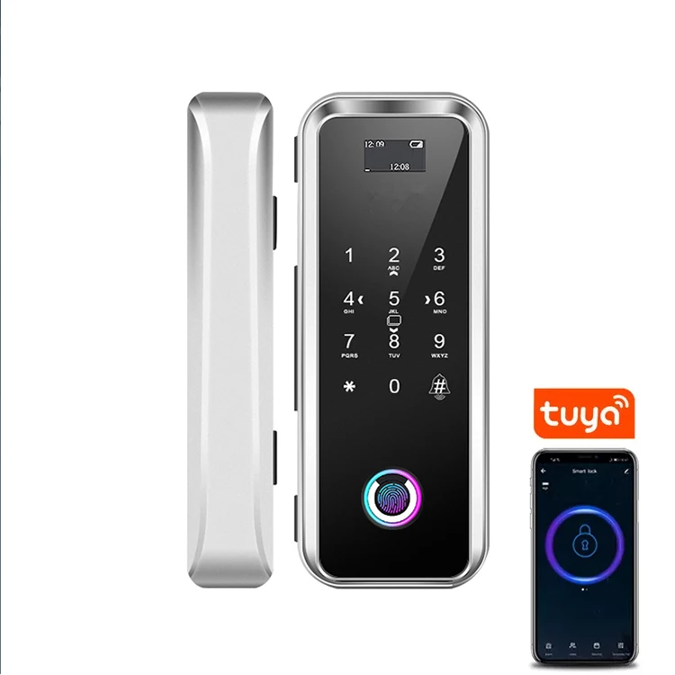 tuya wifi frame glass lock door mortise latch locks handle with & keys house Electronic cerradura inteligente for front door