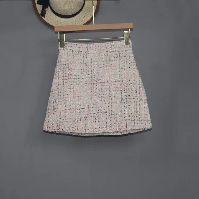 
New Autumn Women Skirt Lady Tweed Wrap Skirts Plaid Ladies Short Skirts 