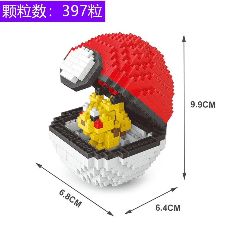 Hot Sale Pokemoner Building Blocks Cartoon Anime Character Model Creative Ball Abs 3d Blocks Game Toys For Kids