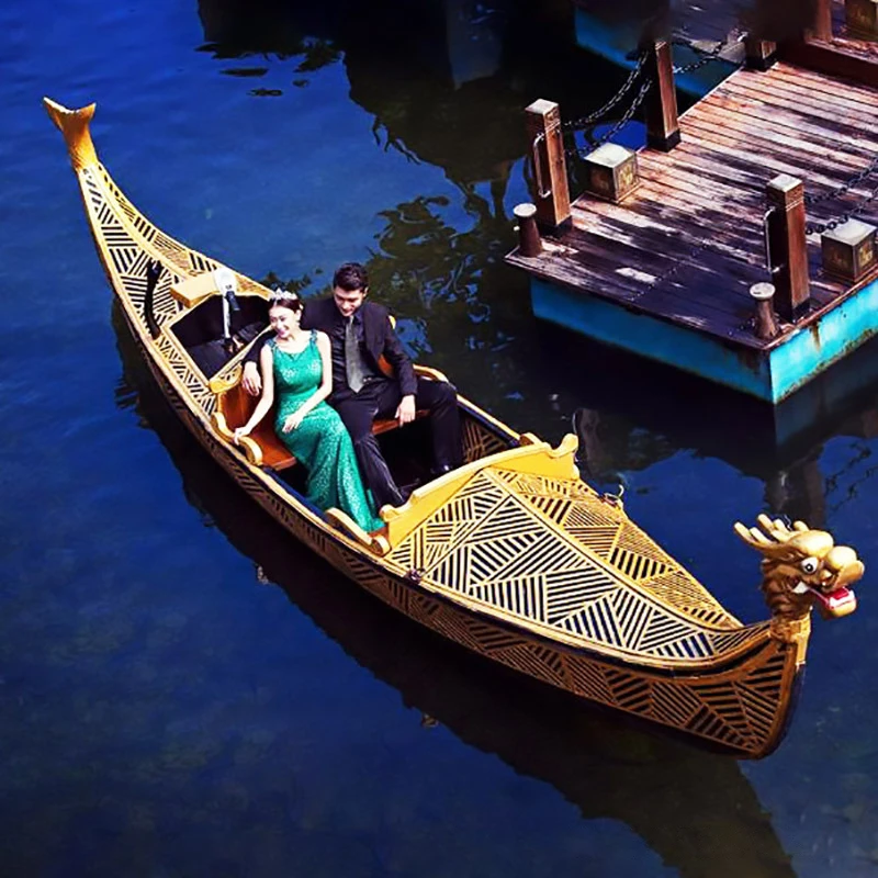 Custom Motor Venetian Gondola 9m  with Paddle for Lake Handcrafted Wooden Boat kayak/canoe for sale