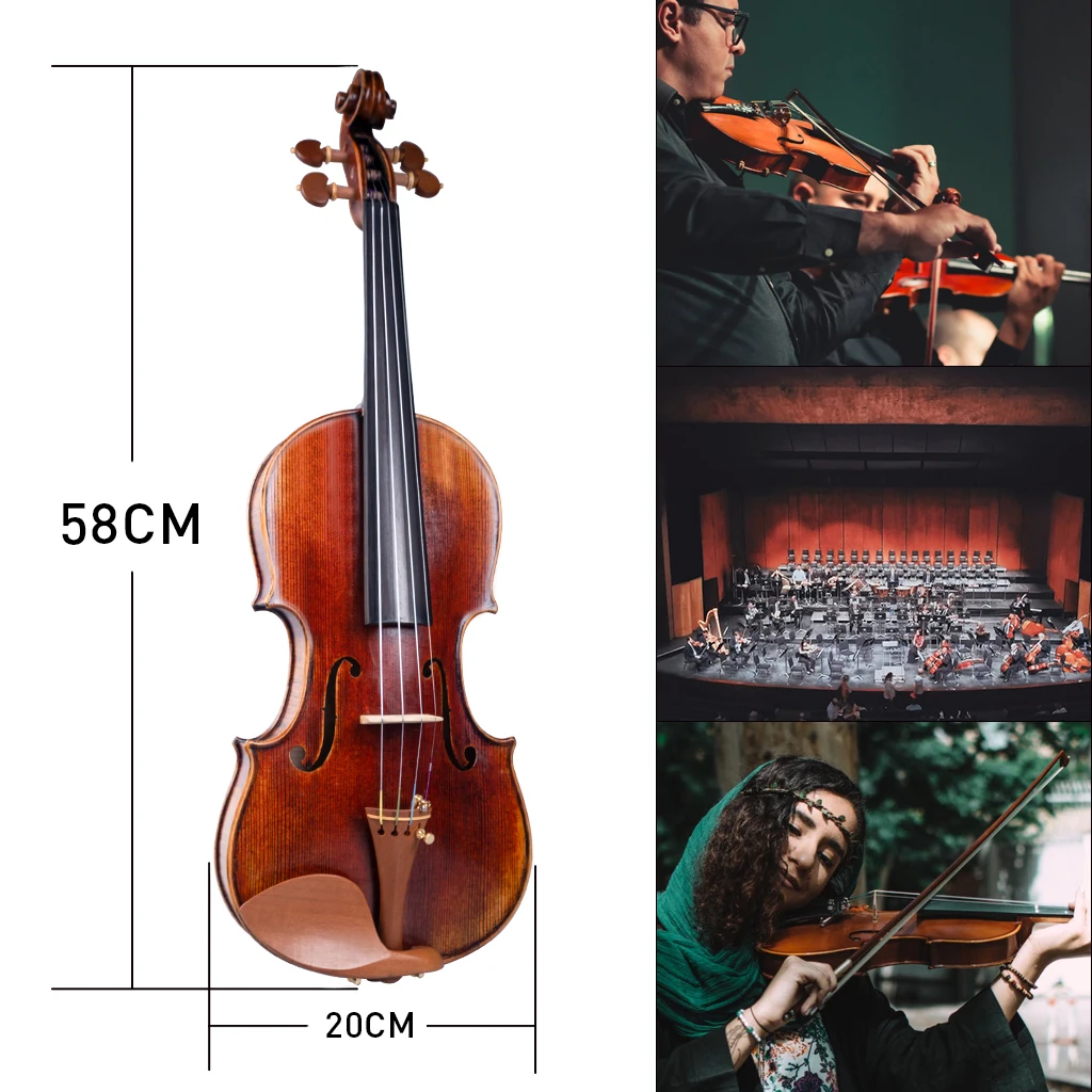 NAOMI Pro Master Maestro Antonio Stradivari 1716 Copy Handmade Antique 4/4 Violin Concert Fiddle Full Size Violin Fiddle Kit SET