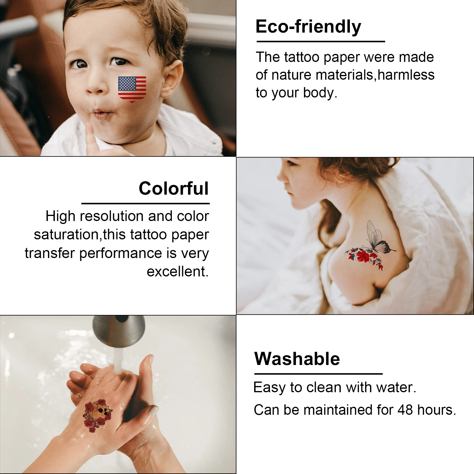 Fast delivery Easy to transfer DIY tattoo paper water transfer for laser printer for body