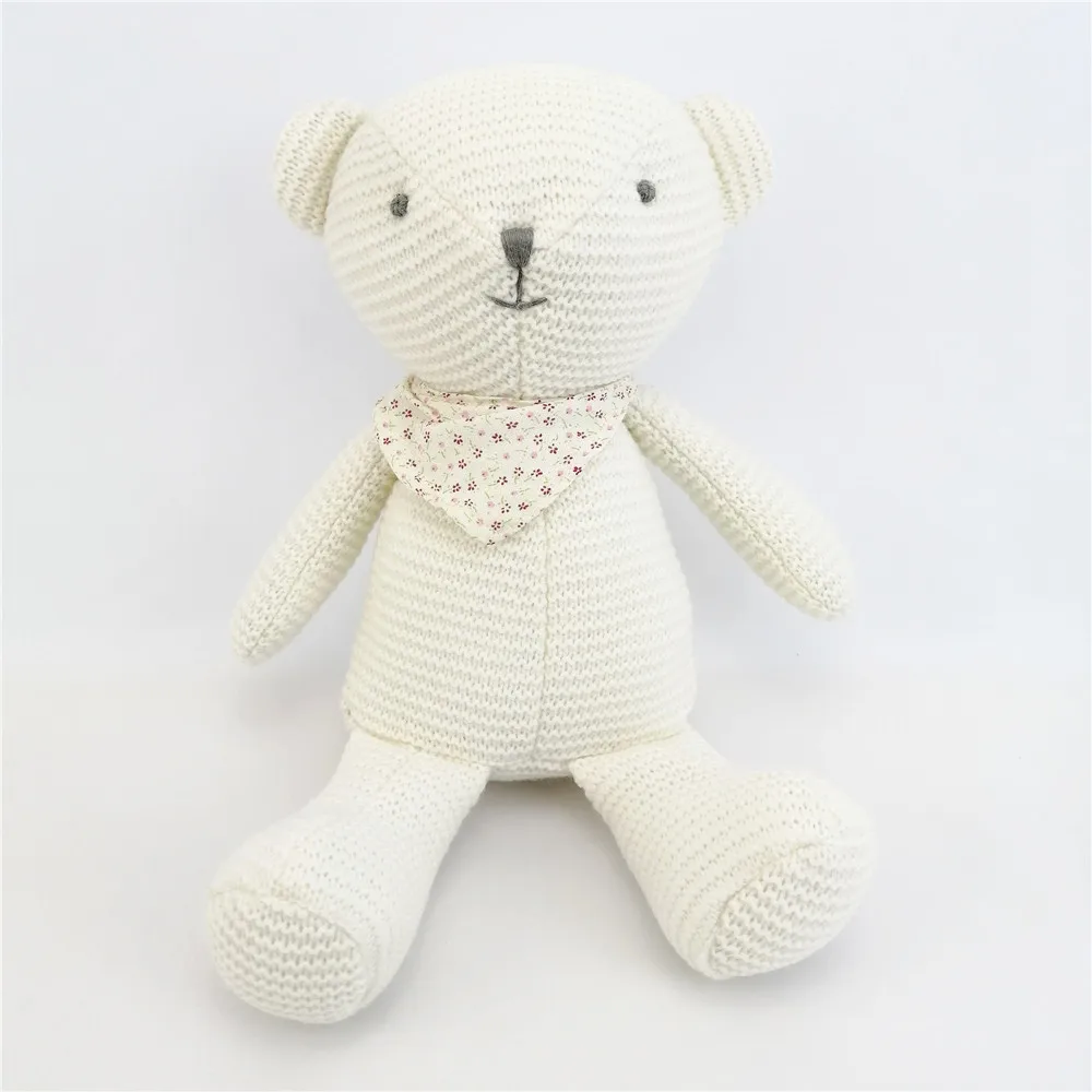 New Style Stuffed Customized Teddy Knitted Bear  Bear with Scarf Soft Cute Plush Toy Bear Custom Color Plush Animal Toy