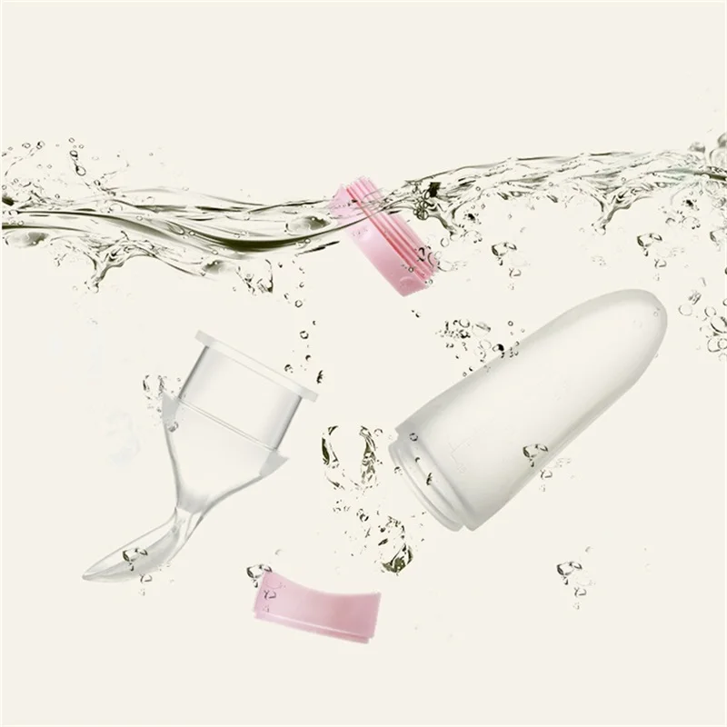 Hot Sale New Babi Product Squeezable Silicone Baby Feeding Bottle with Spoon for Newborn