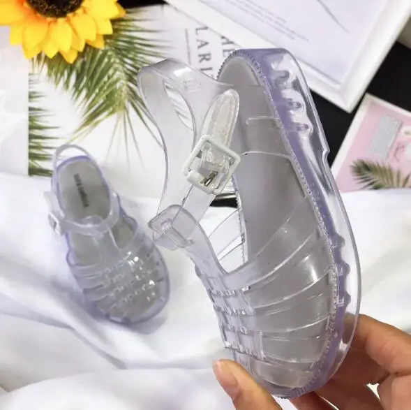 Solid color kids jelly sandals