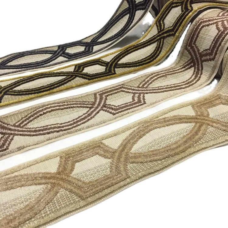 
Polyester Viscose Brocade Jacquard Velvet Brocade Ribbon Fringe Trim For Curtain 