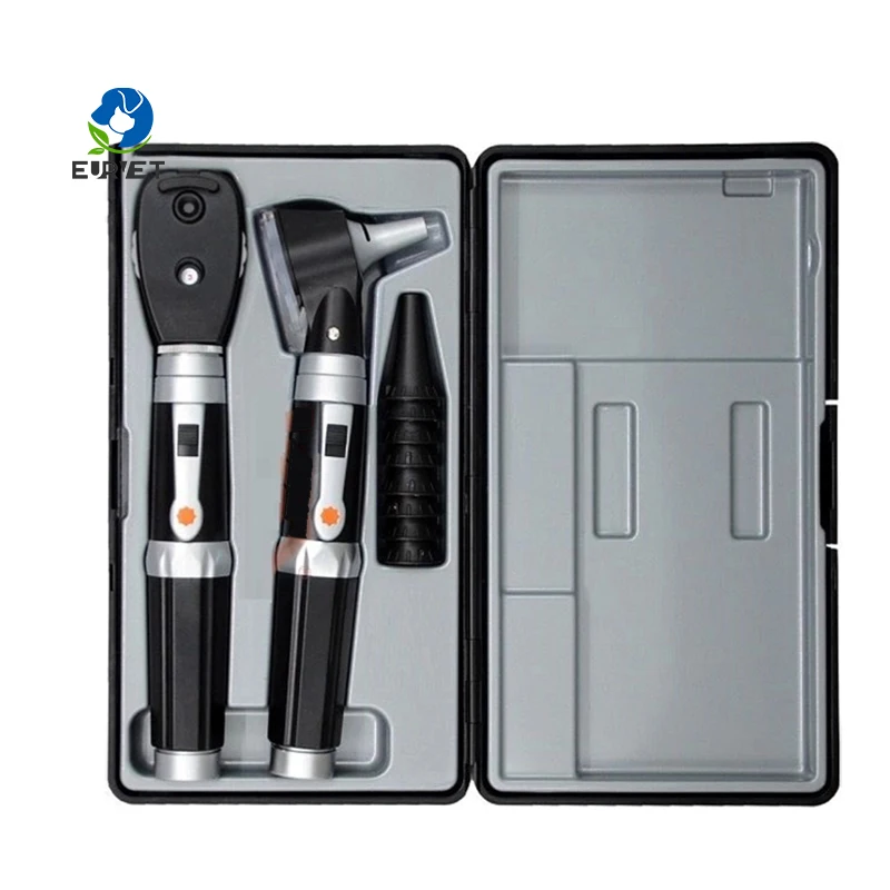 EUR PET white led 3X Veterinary otoscope set with Larger viewing window and 4 size ear speculums for clinic