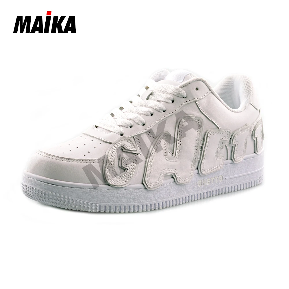 custom sneakers manufacture Latest Sport Breathable Leather Made White Flat Sneakers Black Casual Shoes Men and boy sneaker