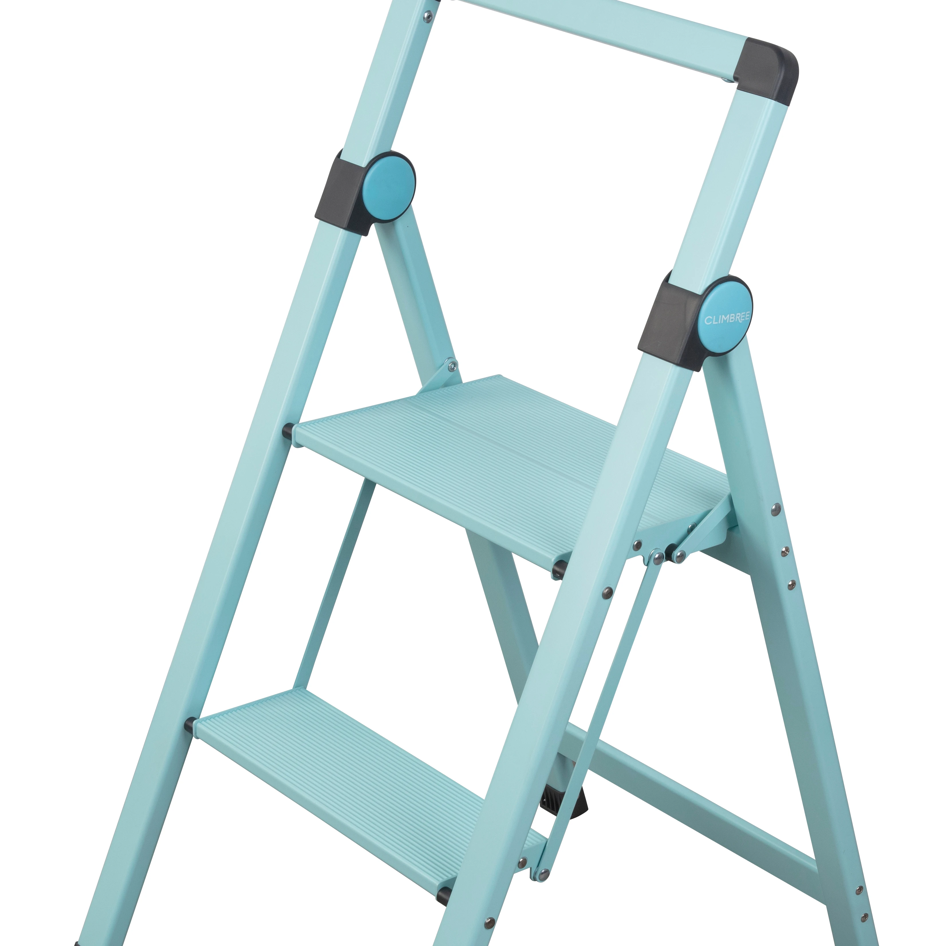 2 ступени мини-тонкая лестница с поручнем синего цвета. Тип ANSI