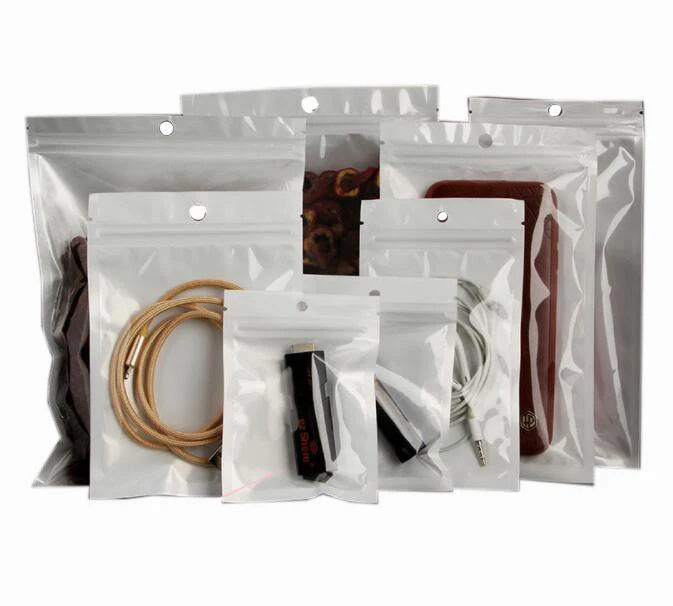 In stock Pearl film white semiclear Flat ziplock pouch candy bag