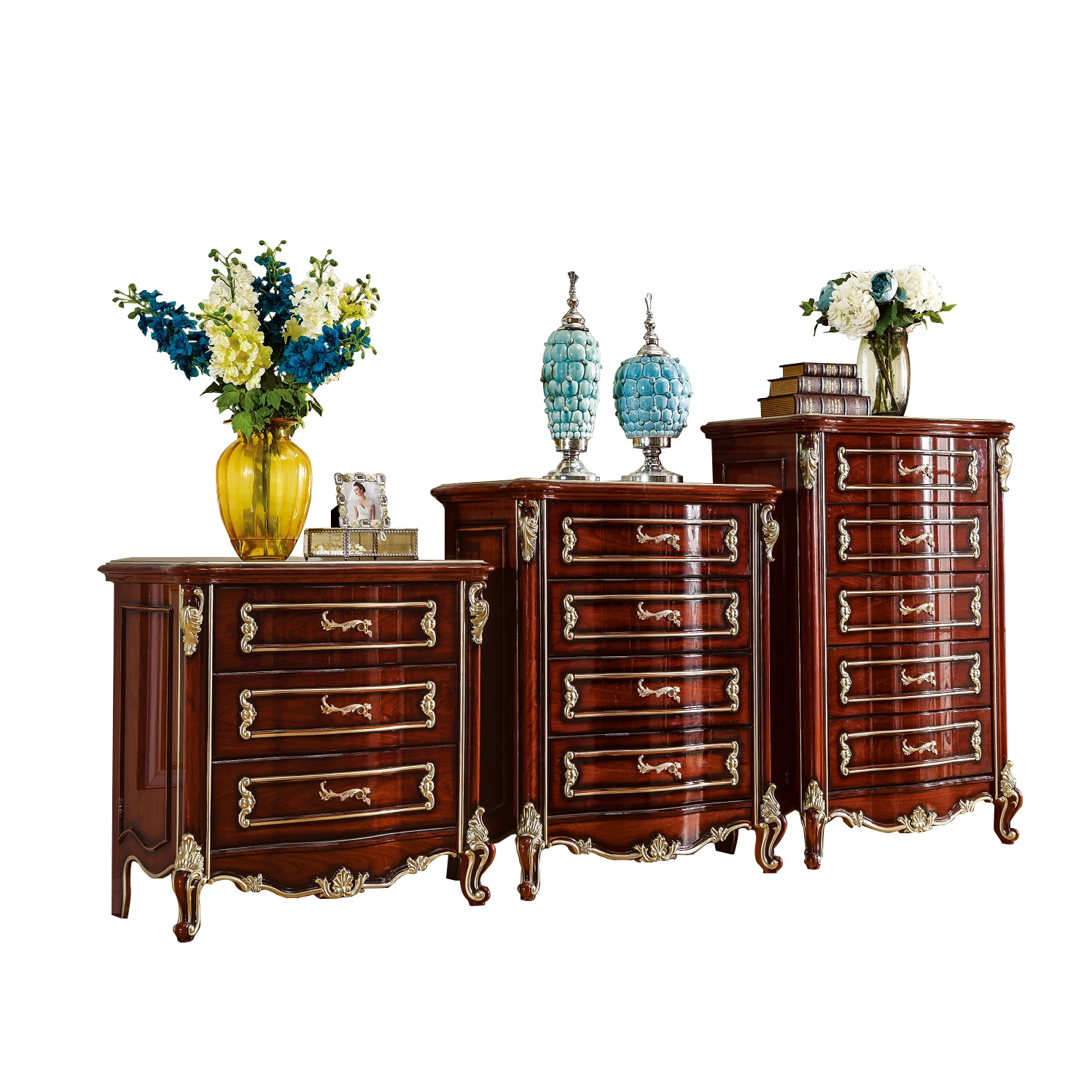 European style 3/4/5 chest of drawers antique large wooden storage chest of drawers